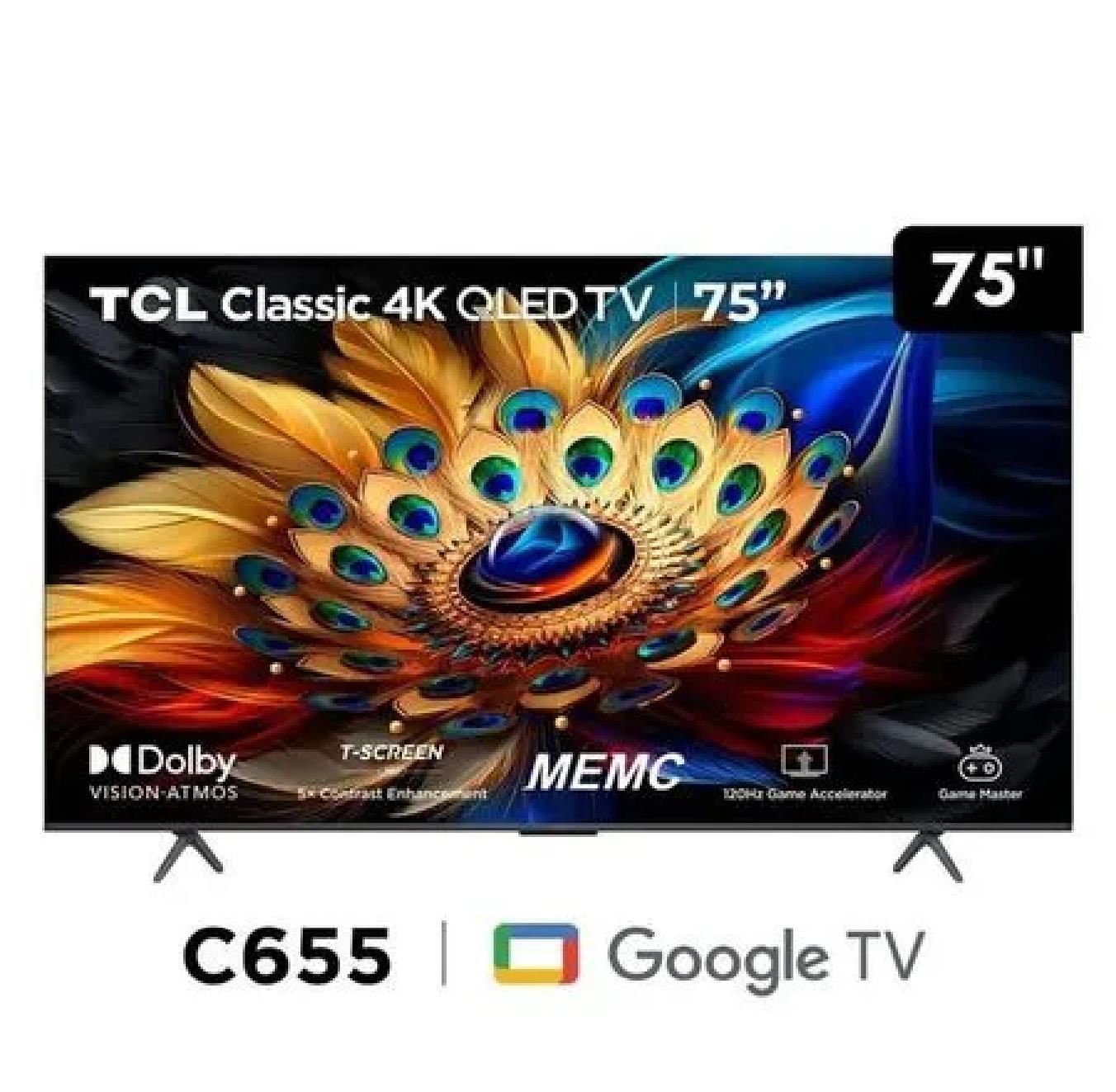 TV TCL 75" QLED SMART GOOGLE TV 75C655